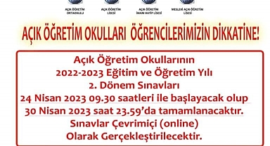 Açık öğretim okulları sınav tarihleri