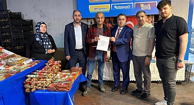 Tezgâhı yanan pazaryeri esnafına destek