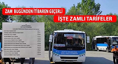 Zam bugünden itibaren geçerli