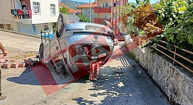 Otomobil takla attı : 1 yaralı