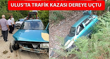 Ulus’ta trafik kazası dereye uçtu