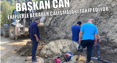Başkan Can, Onarım Çalışmalarında Ekiplerle Birlikte Çalışıyor