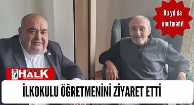 İlkokulu öğretmenini ziyaret etti