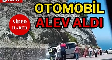 OTOMOBİL ALEV ALDI!