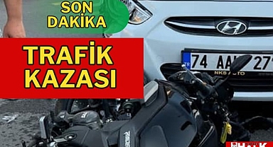Motosiklet otomobille çarpıştı