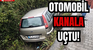 OTOMOBİL KANALA UÇTU!