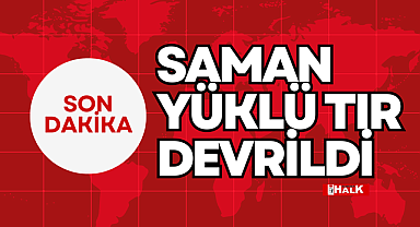 SAMAN YÜKLÜ TIR DEVRİLDİ!
