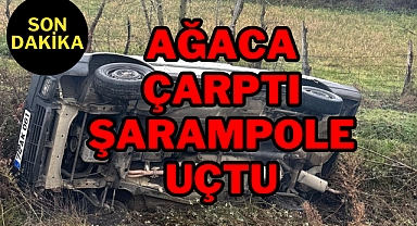 AĞACA ÇARPTI ŞARAMPOLE UÇTU