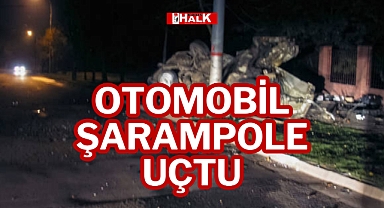 OTOMOBİL ŞARAMPOLE UÇTU