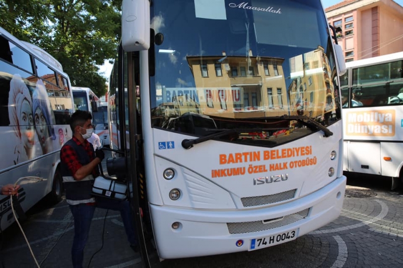 18 araç dezenfekte edildi