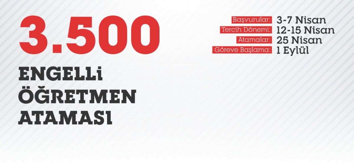 3 bin 500 engelli öğretmen ataması yapılacak